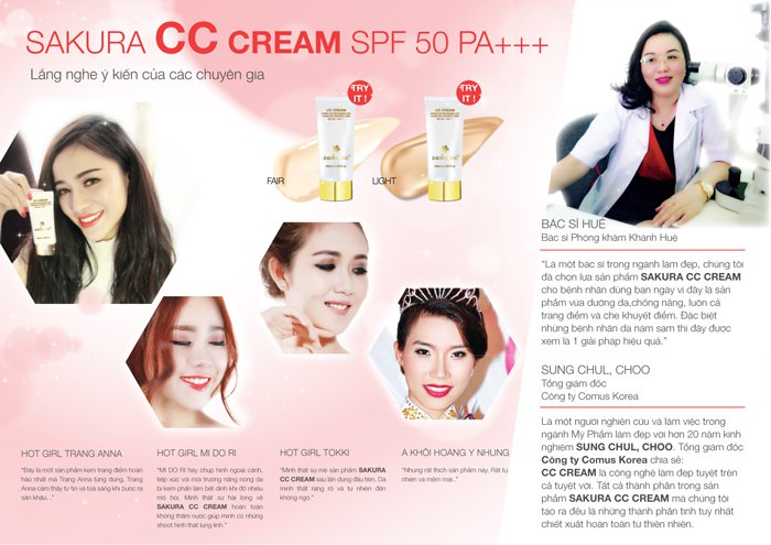 Kem trang điểm cc cream Sakura phù hợp cho cả da nhờn và nhạy cảm